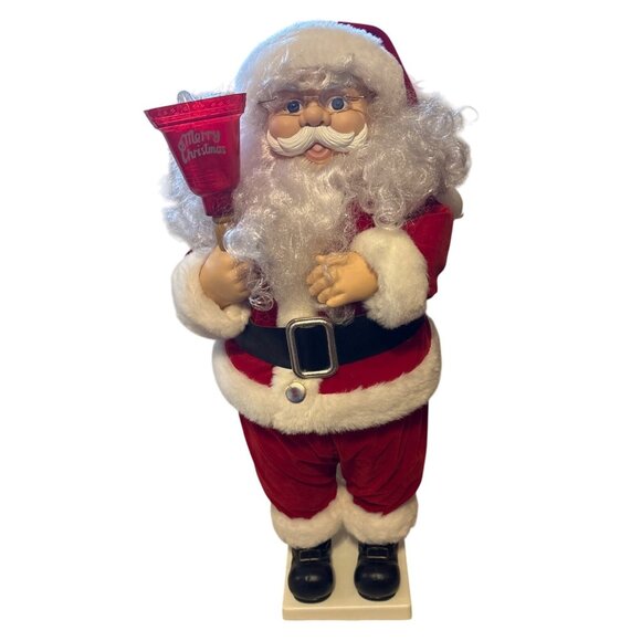 Telco Motionette Santa Claus Figure Holding Red Light-Up Bell 23.5" Tall - Picture 2 of 12